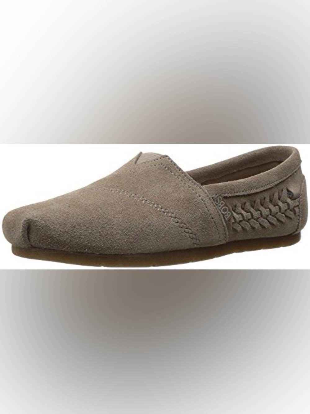 BOBS from Skechers Women's Suede Leather Luxe Fashion Slip-On Flat Beige Taupe